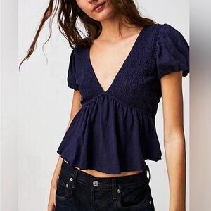 Free People Charlotte Peplum Open Back Top NWOT